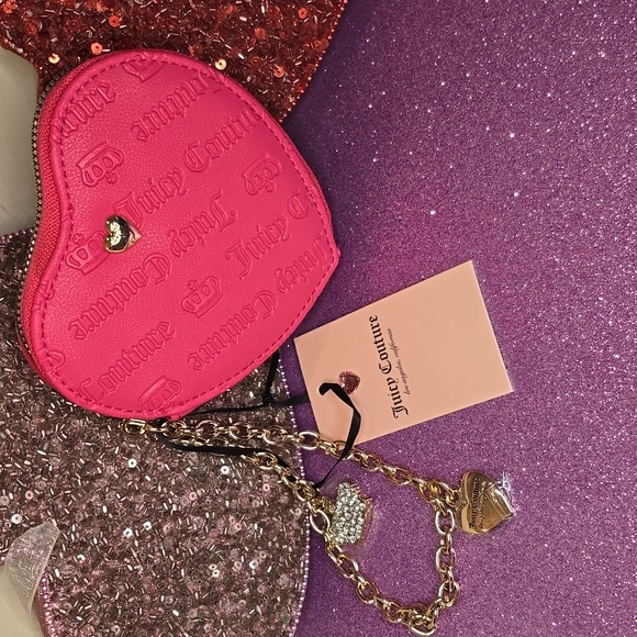 πHPπ Juicy Couture πNWTπ Beautiful Bright Pink Heart Shaped Wristlet!πππ - Picture 11 of 13